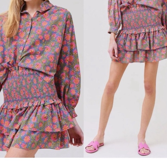 Charina Sarte Botanica Floral Print Smocked Mini Skirt M - Picture 1 of 10